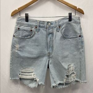 Levi’s Light Blue Distressed Denim Shorts
